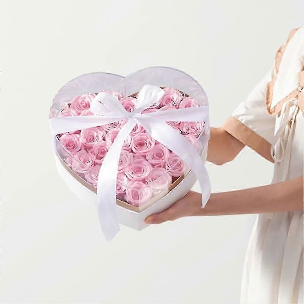 Hjerteformet akryl gaveæske med bånd, blomsterarrangement display til bryllupper og fødselsdage_SZXM
