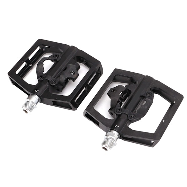 1 par cykelpedal i sort aluminiumlegering til mountainbike, låsepedal til konvertering af fladpedal, leje til cykling