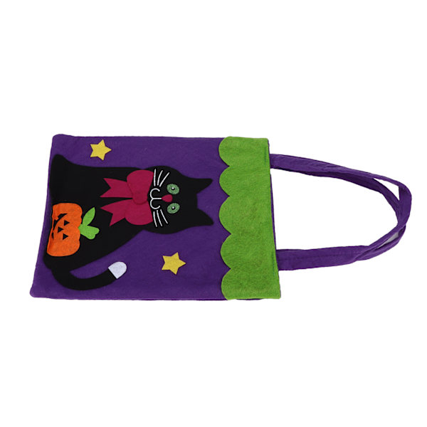 Halloween-kasseihin käytettävä kangaskassi, jossa on kahvat, sopii kiitospäivän juhliin ja päivittäisiin tarvikkeisiin, musta kissa