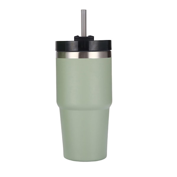 Rustfrit Vakuumisoleret Tumbler med Sugerør Poleret Glans Holder Varmt Koldt Bil Vakuumisoleret Kop Grøn 20oz