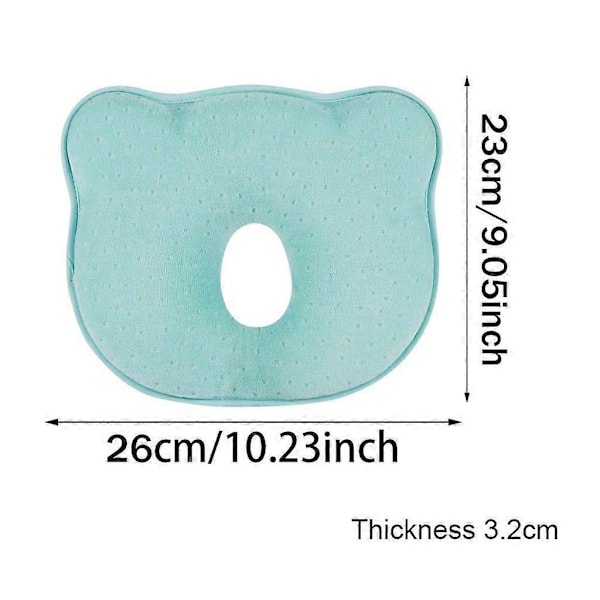 Babypute, Babypute mot flatt hode, Ortopedisk babypute, Putefor spedbarn nyfødt, Babypute mot, Memory foam-pute, 0-24 måneder (Blå)