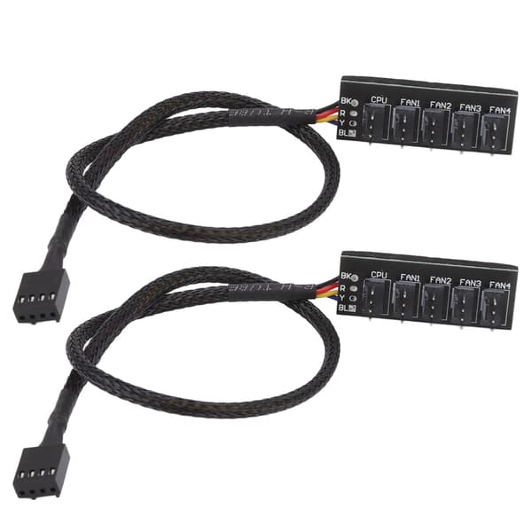2 stk. PWM-blæserhub-splitter 4-benet sort 1 til 5-vejs selvklæbende blæserforlængersplitter til 3-benede 4-benede stik