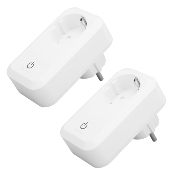 2 stk Smart WiFi-plugg Oppladbar Brannsikker trådløs fjernkontroll Stemmekontroll WiFi Smart Socket Plugg EU-plugg 100‑250V