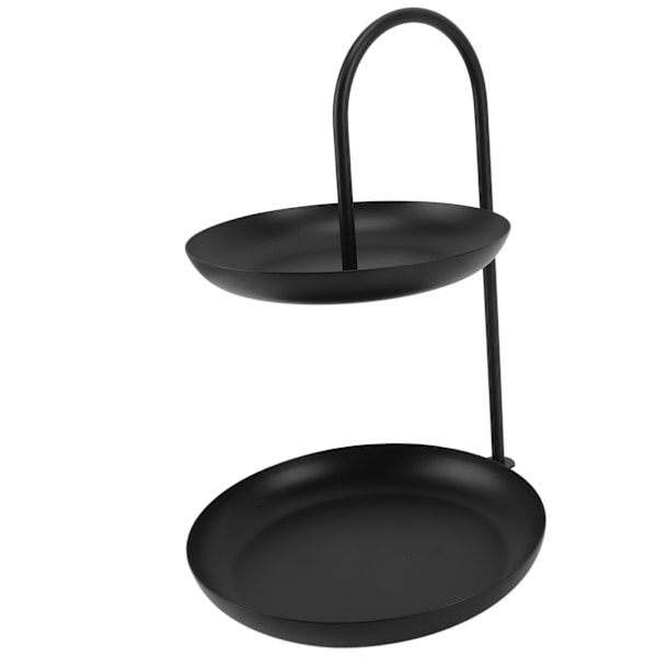 Dessertstativ Frugtstativ Rund 2 Lags Jern Displayholder til Fest Bryllup Fødselsdag Hjem Sort