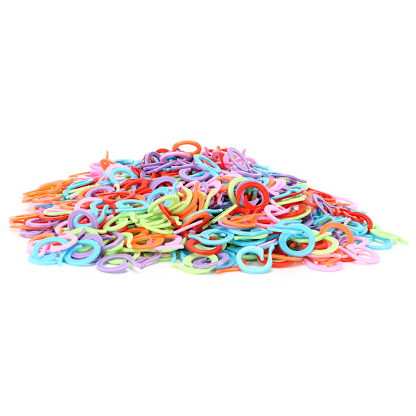 1000 st markörer i plast, färgglada, hållbara, stickräknare, delad ring för stickning, gör-det-själv, hantverk, stor