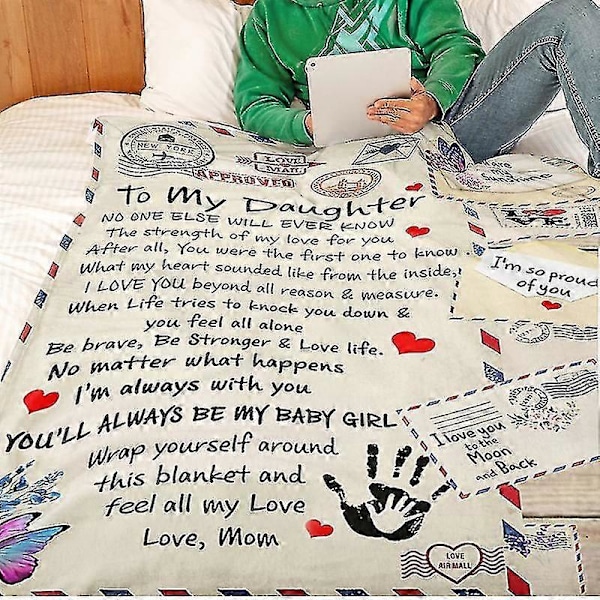 Til Min Datter fra Mamma Konvolutt Fleecepledd Tilpassbare Mønstre Den Beste Gaven til Morsdag 130x150cm