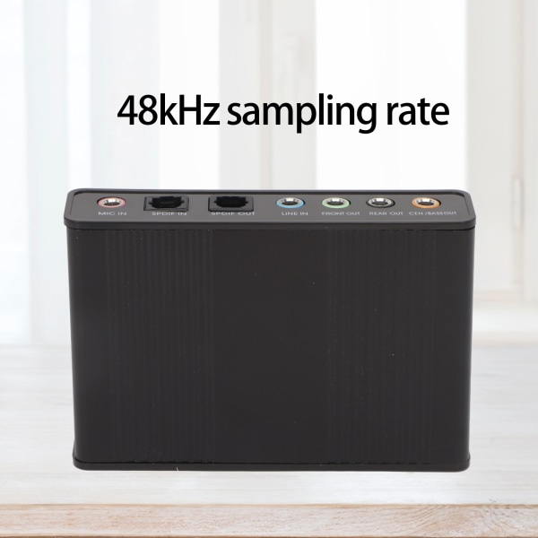 USB-lydkort 6-kanals 48kHz Sampling Rate Analog Play Optagelse Eksternt lydkort til PC Bærbar computer Sort