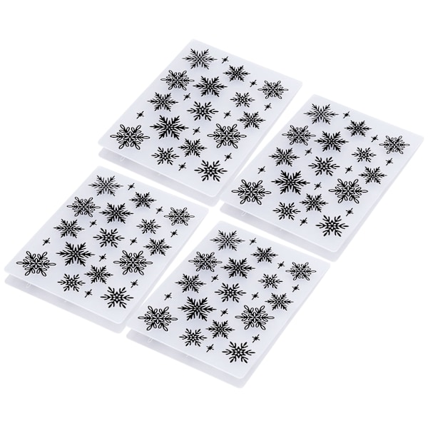 4 stk. Embossing Folder Plast Snøfnugg DIY Craft Embossing Mal for Fotoalbum Scrapbook