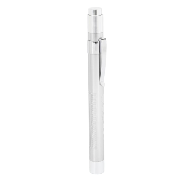 LED Penlight Gul belysning Konkavt huvud Aluminiumlegering Medical Pen Light med pupillmätare Silver