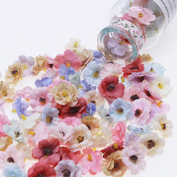 50 st Konstgjorda Blomhuvuden Vacker Dekor Flerfärgad för DIY Heminredning Konstgjorda Blommor (3cm, Blandade Färger)