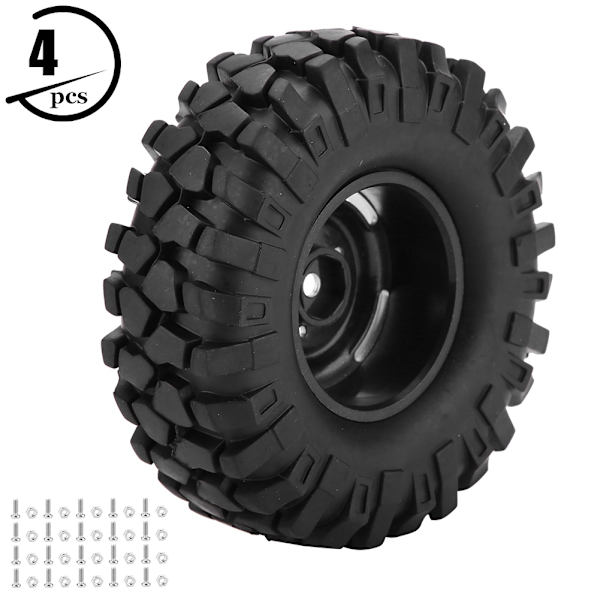 4 kpl Pyöränrenkaat Kumirenkaat navoineen 1/10 RC Crawler -maastokuorma-autolle