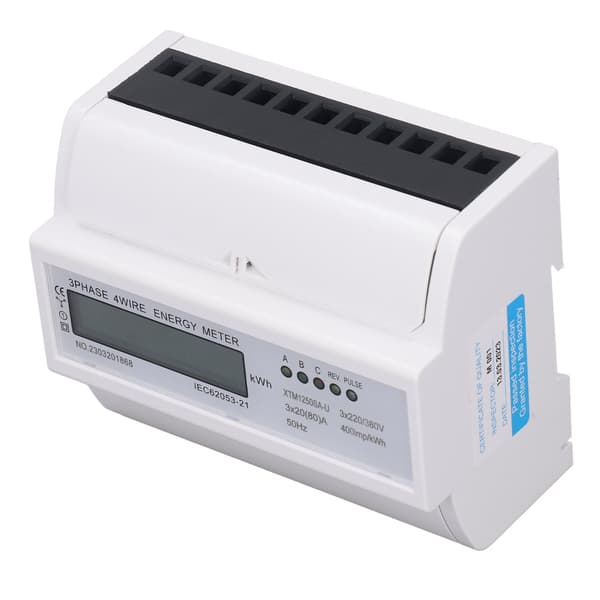 Elmåler 3-faset 4-leder 7P LCD digitalt display DIN-skinne montering Strømmonitor