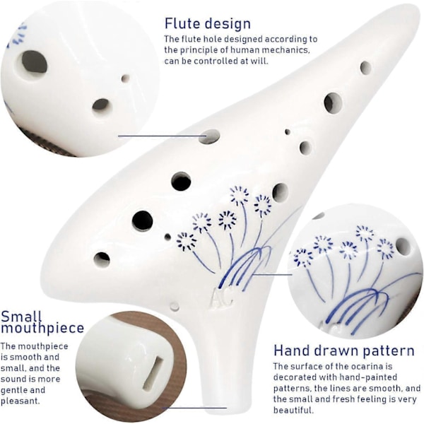 2025 Ny Ocarina 12 Huller Alt C Keramisk Ocarina Ocarinaer Perfekt Instrument til Begyndere, Professionelle