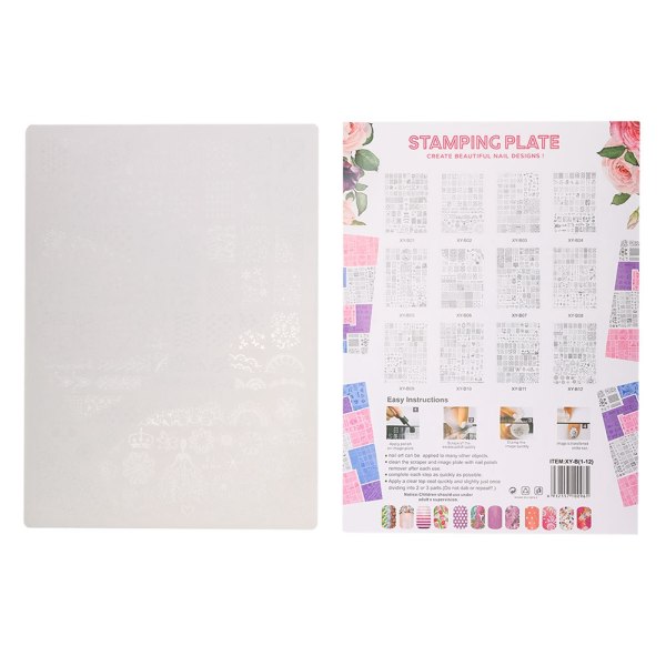 Nail Art Mall Stencil Manikyr Stämpling Polish Image Plast Print Plate XY b02