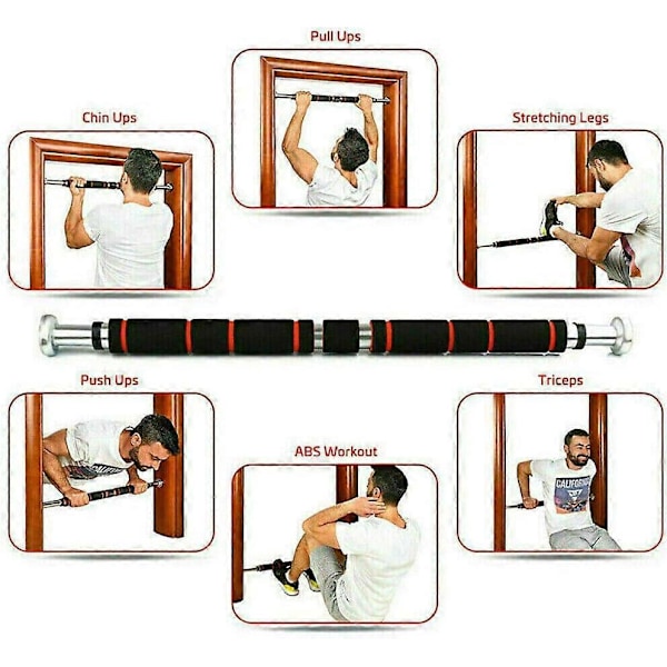 Dørkarm Pull-Up Bar Hjemmetræning Fitness Træning 60-100cm (Grå-Blå)