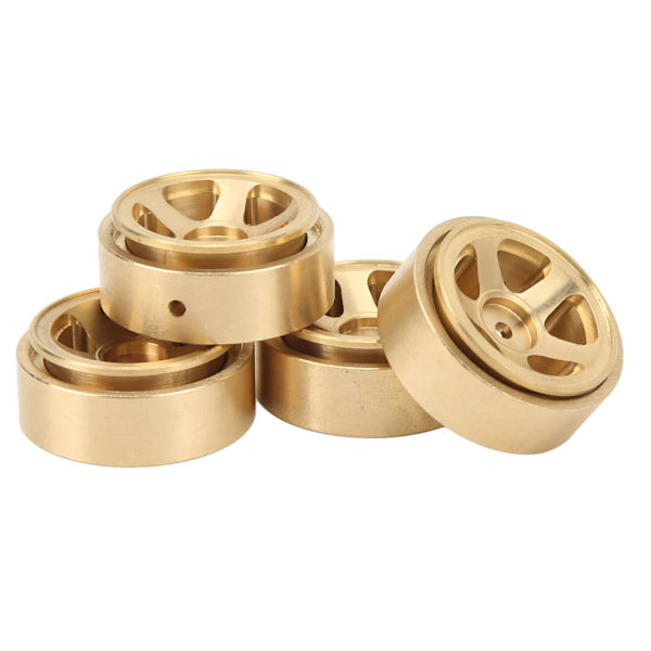 4 st RC Beadlock fälgnav utan lim i mässing RC biluppgraderingsdelar för FMS FCX24 1/18 1/24 klätterbil guld
