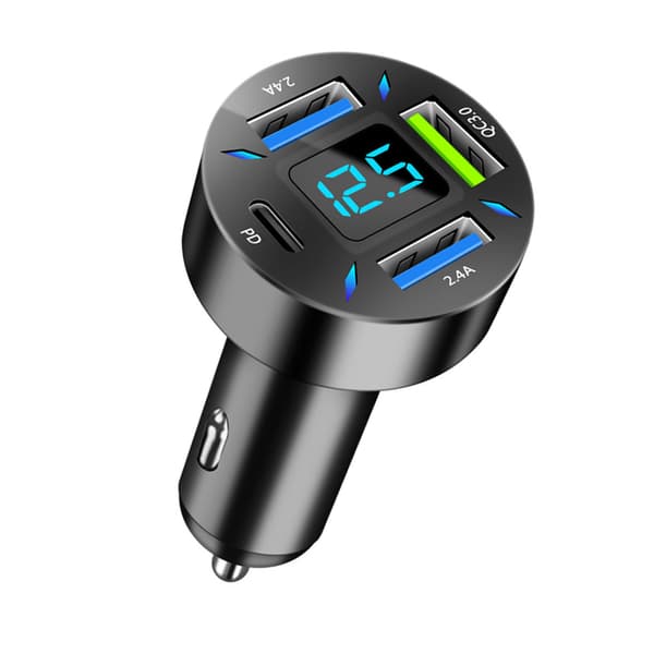 USB Biloplader PD QC3.0 2.4A Port Flere Beskyttelse Cigartænder Oplader Adapter til Telefon Tablet