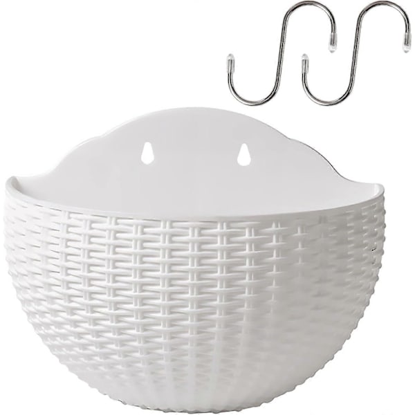 Vitt Set med 3 Väggmonterade Blomkrukor för Hem, Veranda, Balkong, Kontor, Väggdekor - Vit