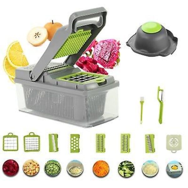 12*13*31cm Multifunctional Vegetable Cutter - 9 in 1 Vegetable Slicer with 7 Replaceable Blades