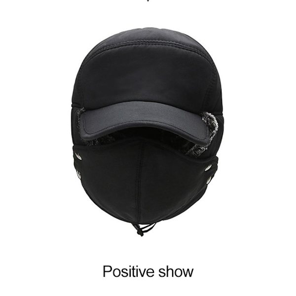 Vintermössa Beanie med ansiktsmask Tjock vindtät fleece varm mössa Öronlapp Termiskt huvudbonad Öronvärmare för män Utomhuscykling Skidåkning