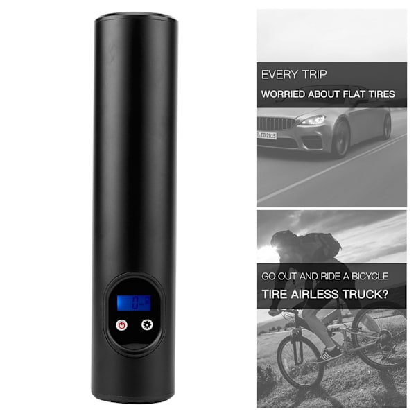 12V Handhållen uppblåsbar luftpump 150PIS Digital däckuppblåsare för bilcykel motorcykelSvart