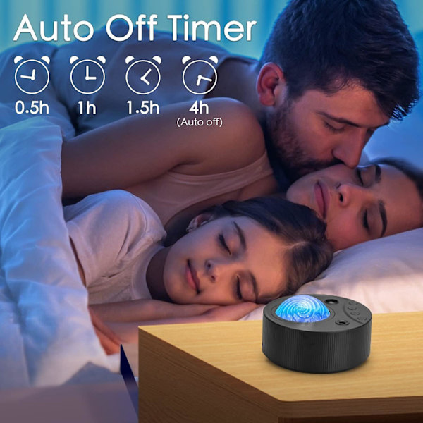 LED Star Projector Night Light - 3-i-1 Aurora Galaxy-projektor med hvid støj, sleep-timer og fjernbetjening - Perfekt gave til børn og voksne