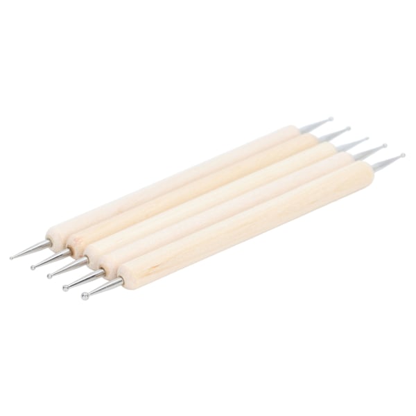 5 stk. Tracing Stylus DIY Fremstilling Træhåndtag Rustfrit Stål Dobbelt Hoved Kuglespids Prægning Stylus til Kunstprojekter