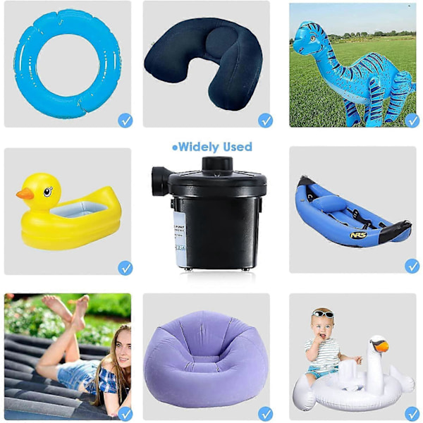 Elektrisk Luftpumpe Deflator 2 i 1, Inflator med 3 Dyser, Paddle Pumpe AC 220V-240V/12V Elektrisk Paddle Pool, Paddle Pumper Luftmadras Pumpe
