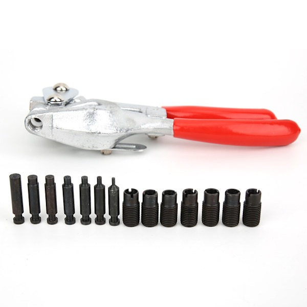 1 stk. Håndholdt Power Punch Kit Rustfrit Stål Jern Plast Hulpunch Tang-sort+rød (Skallfarven sendes tilfældigt)
