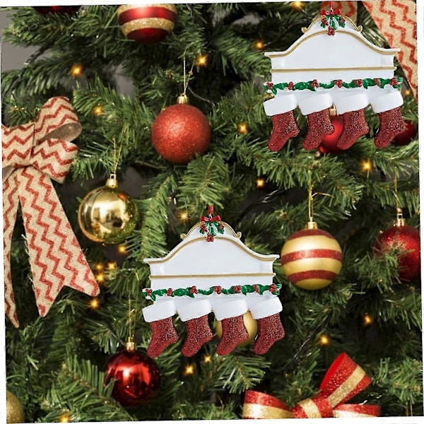 Julstrumpsocka, Julgranshängande Strumpor Familjegrupper Gör-det-själv Hängande Prydnad Dekoration 4 Strumpor Juldekor vit 1 st