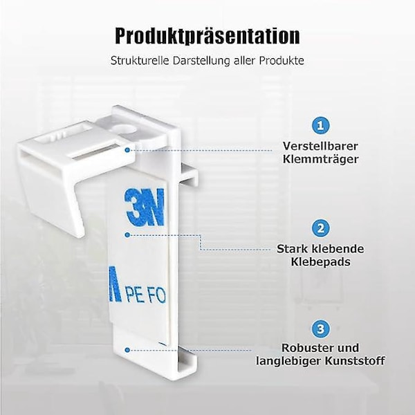 Kaksoisrullaverhon kiinnityskannattimet, poraamattomat varaosatarvikkeet PVC-, puuikkunoille ja ovien karmeille, 4 kpl