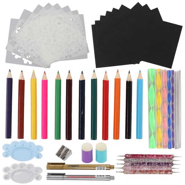 50 stk. Mandala Dotting Tools Malersæt Multifunktionelt Komplet Værktøjssæt til Rock Dot Paint Stencils til DIY Håndværk