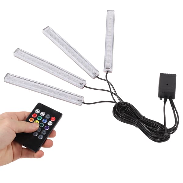 Interiør Bil Ambient Lys 4 Linjer Multifunksjon Mikrofon Universell Fargerik Bil Sole LED Lampe