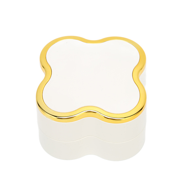 Lighted Rings Box Soft Flocking Luminous Four Leaf Clover Design Jewelry Display Gift Box for Weddings AnniversariesWhite