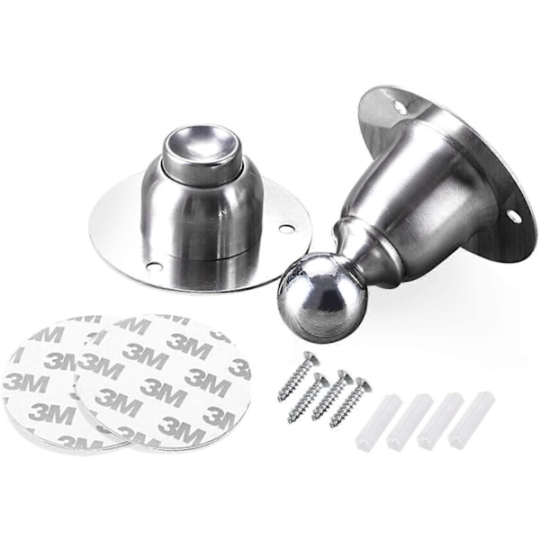 2 KPL Magneettinen Ovenpysäytin, Ruostumattomasta Teräksestä Valmistettu Ovenpysäytin 3M Kaksipuolisella Teipillä tai Ruuveilla - Ei Porattavaa/Porattava Kaksikäyttöinen