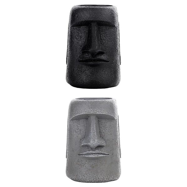 2 stk. Påskeø-statue Blomsterpotte Sukkulentpotte til hjemmet 10,2 x 9,3 x 11,6 cm