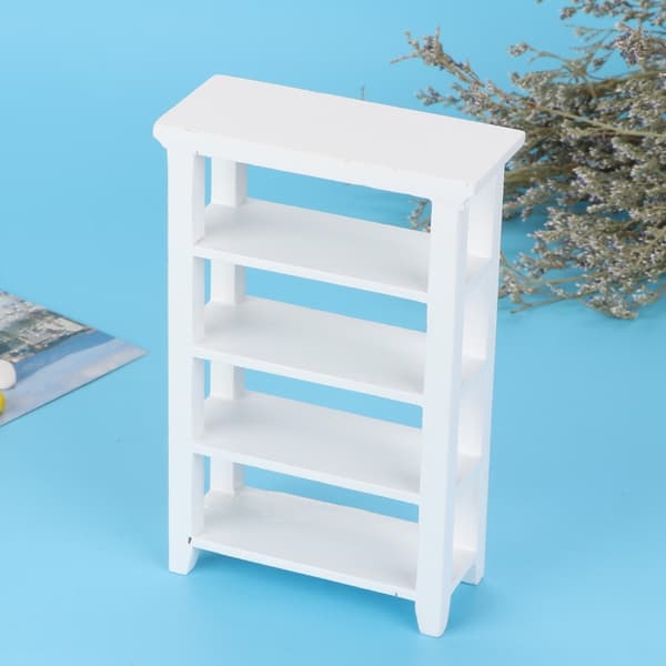 Miniature Møbelmodel Træ 4-Lags Hylde Display Rack til 1:12 Dukkehus Tilbehør