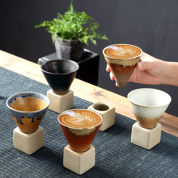 200 ml japansk keramikmugg kaffemugg lattemugg med bas keramisk mugg