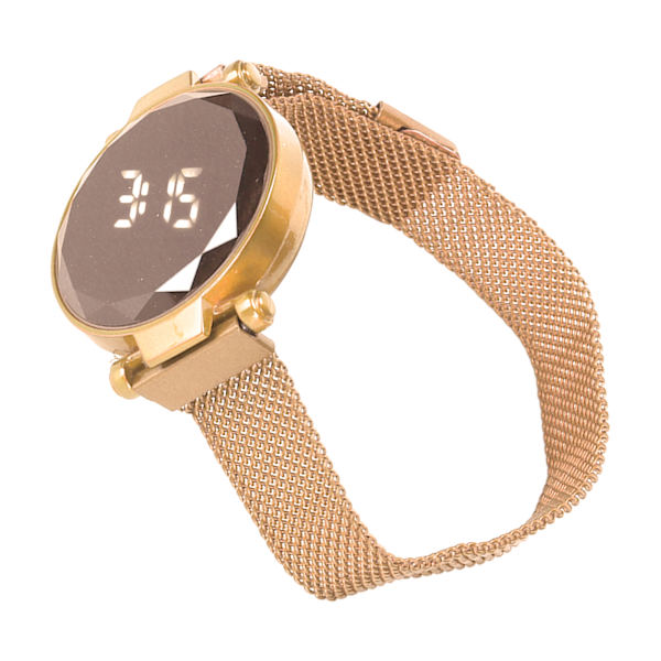 Kvinnor LED- watch LED-pekskärm Stor skärm Hållbar legering Modedesign Digital LED- watch för flickor Kvinnor Vuxen Rose Gold