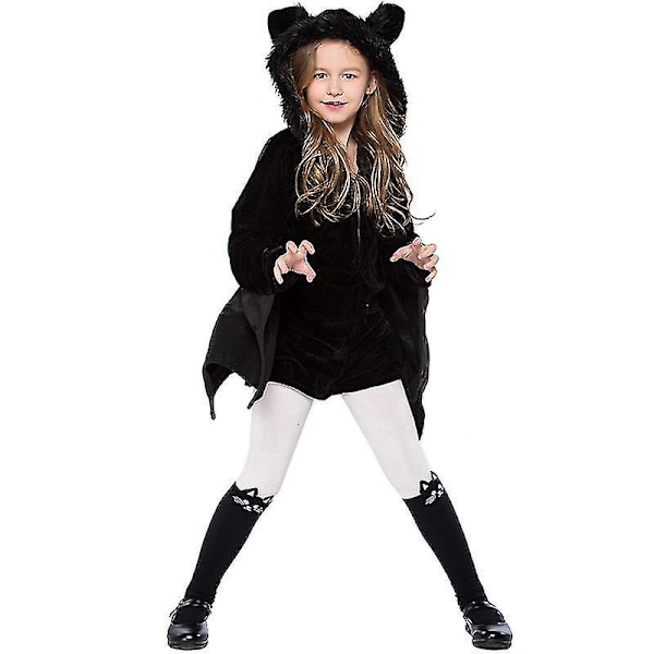Børne Halloween Bat Cosplay Kostume Jumpsuit til Piger 3-12 År XL
