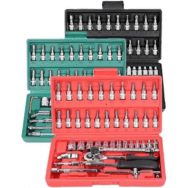 Grönt Hylsnyckelset Bilreparationsverktyg Set Glidsats Kit Skruvmejsel Verktygsset Grön Set