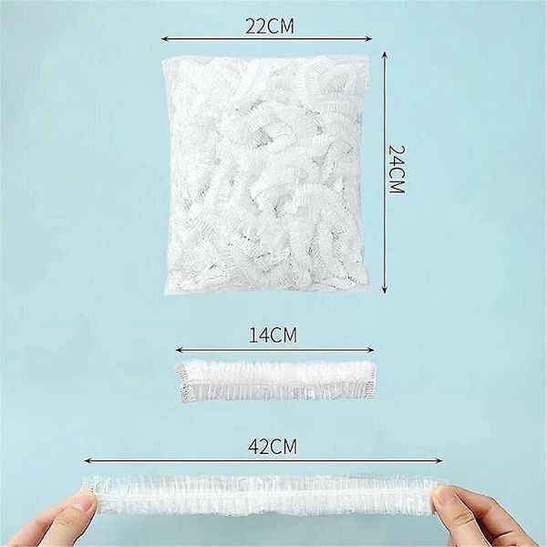 100 stk gjennomsiktige, elastiske matdeksler i plast - Strekkbare og gjenbrukbare matdeksler for å beskytte frukt og grønnsaker