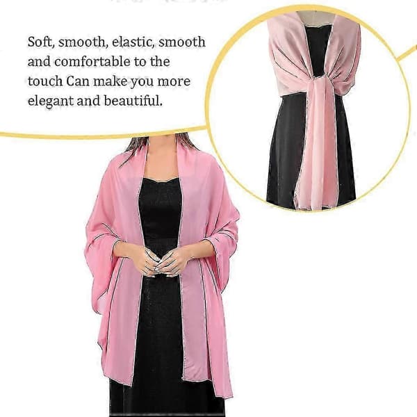 Chiffon Shawl Wrap for Wedding & Party Bridal Accessories Lightweight Decorative Scarf Cape Light Pink