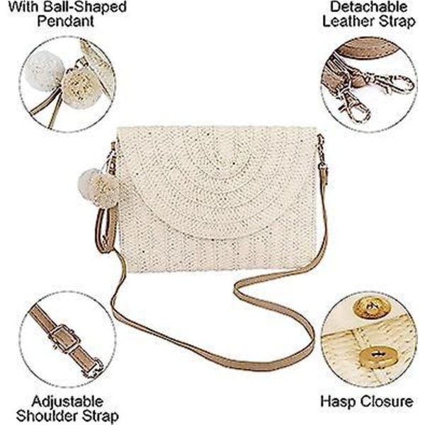 Boho Straw Envelope Clutch Taske - Elegant Summer Beach Håndtaske til bryllupper og fester