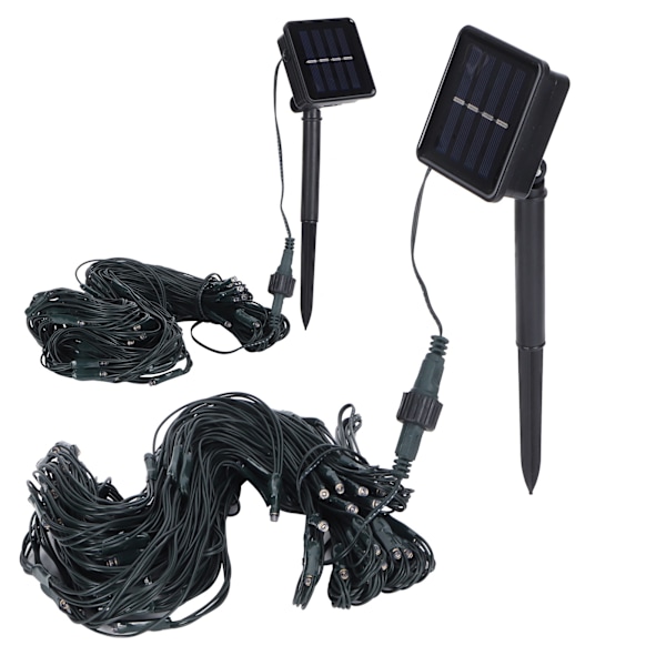 Solcells LED-nätsträngljus utomhus vattentäta dekorativa lampor för semester (1,5 m x 1,5 m) vit
