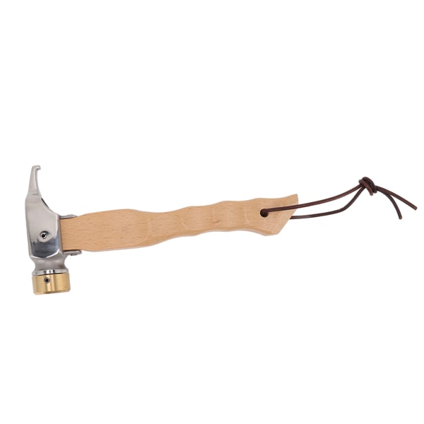 Camping Hammer Mini Wood Handle Hole Head Design Bærbar Multifunksjonell Hammer med Lanyard Kobber Rustfritt Stål