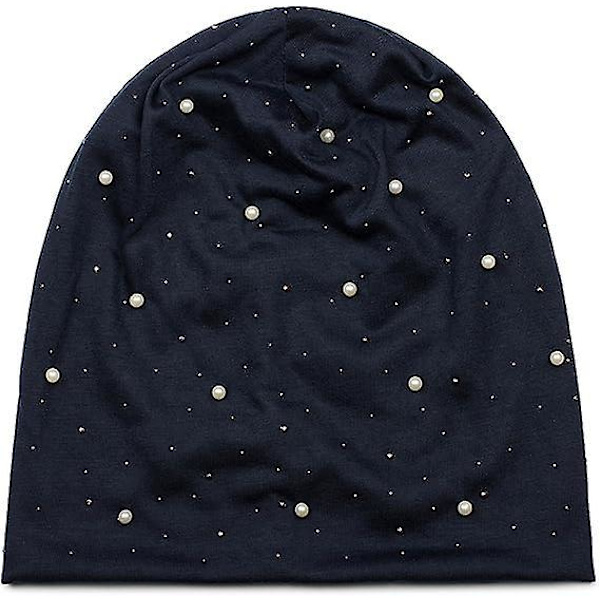 Perle pyntet lys grå lue, myk og unisex