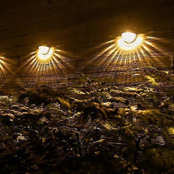 2 LED-aurinkovalaisimen sarja ulkokäyttöön, seinävalaisin IP65 vedenpitävä koristeellinen seinävalaistus lämmin valkoinen valo, seinäaitavalaisin patiolle puutarhaan etuovelle portaille