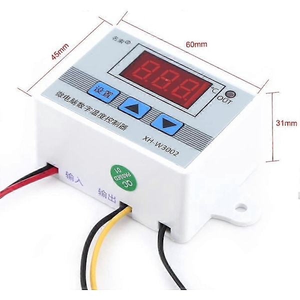 1 stk. Digital Temperaturregulator Termostat Kontrolkontakt med Probe (DC12V)