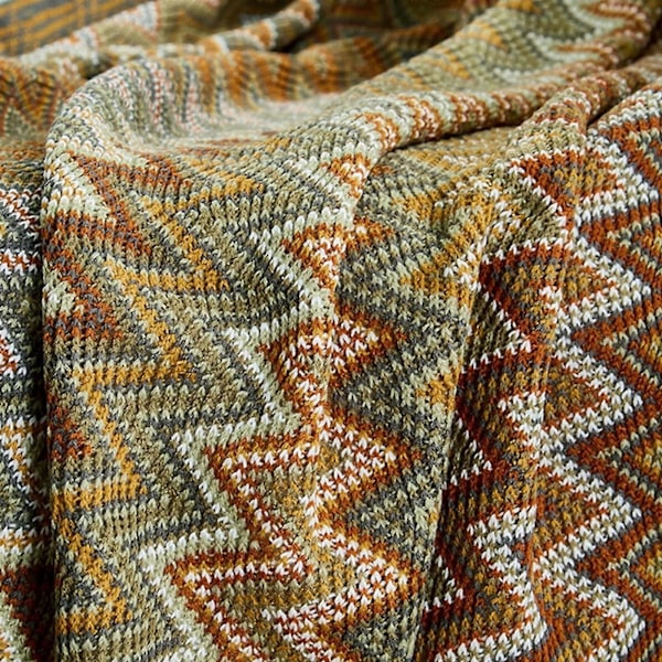 Bohemisk Stickad Pläd Filt Nordisk Stil Pläd med Toppar, Akryl Stickad Pläd Dekorativ för Soffa Stol Säng Divan 127 * 152cm, gul